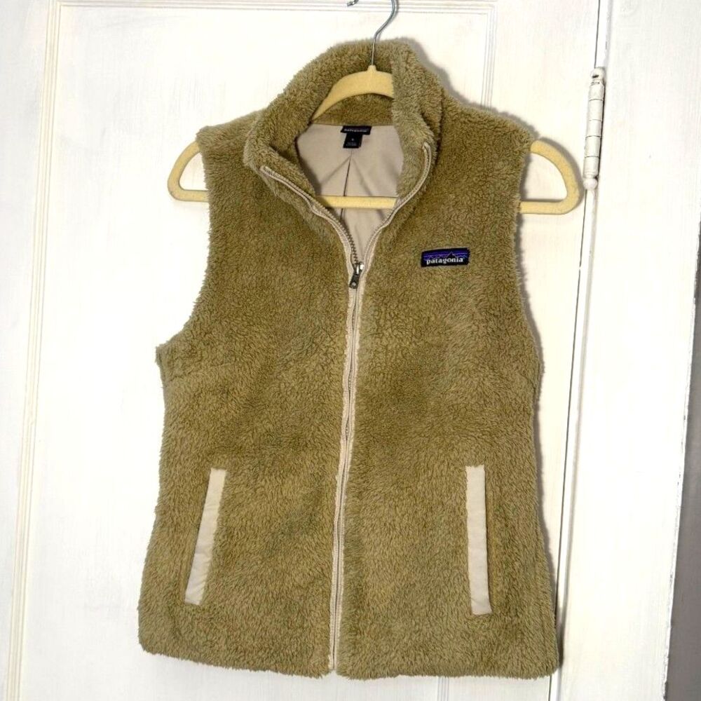 Patagonia Women's Los Gatos Deep Pile Sherpa Fleece Vest Khaki Size S
